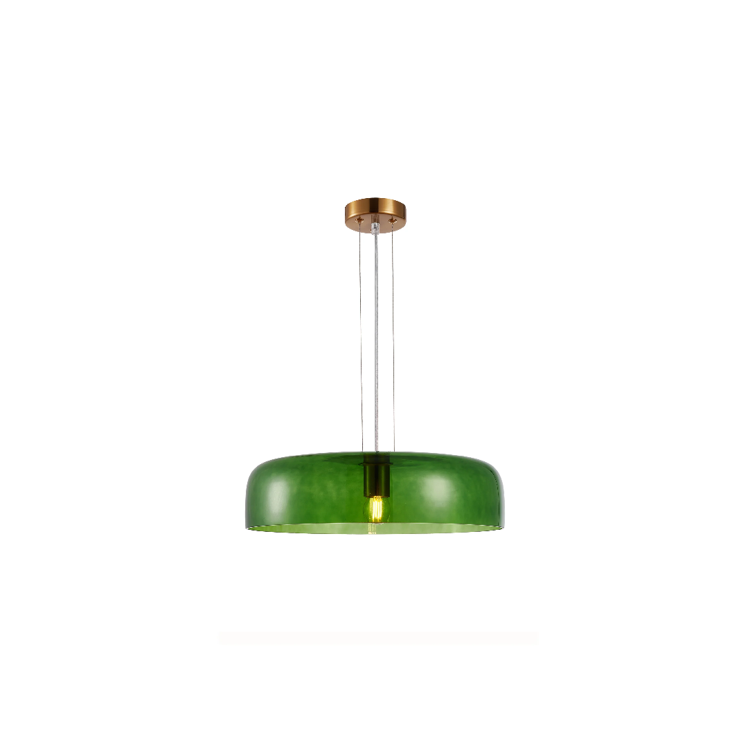 GELATINA: Interior Dome Glass with Brass Highlight Pendant Lights