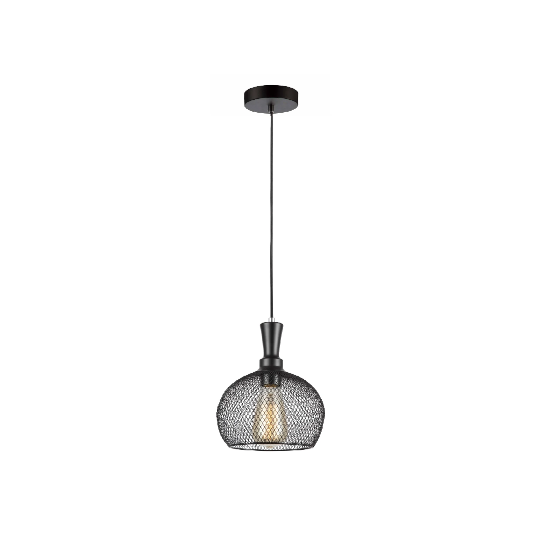 CHEVEUX: Industrial Black Mesh Bird Cage Wine Glass Shape Pendant Light
