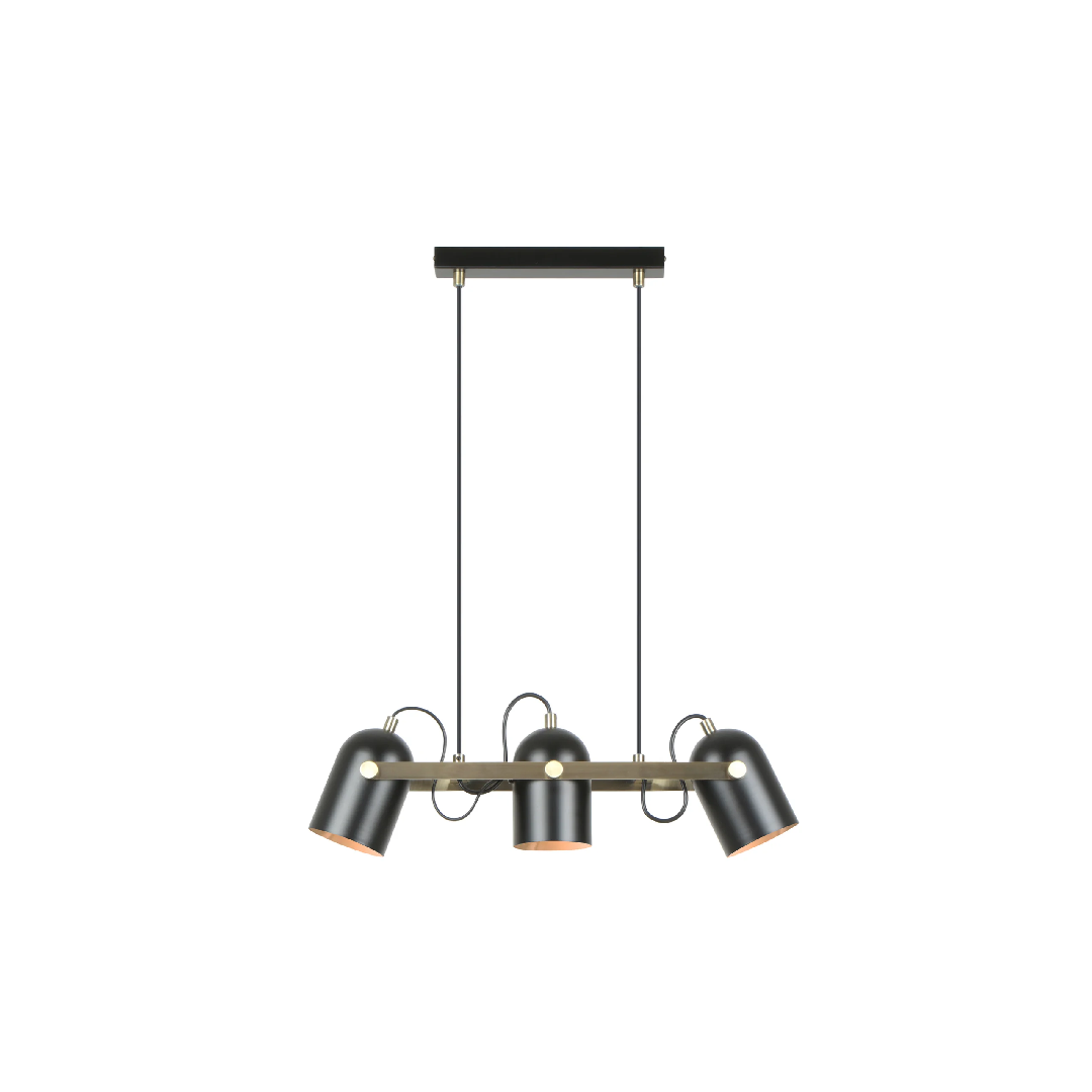 TAZZA: Interior Ellipse Shade with Antique Brass Hardware Pendant Light