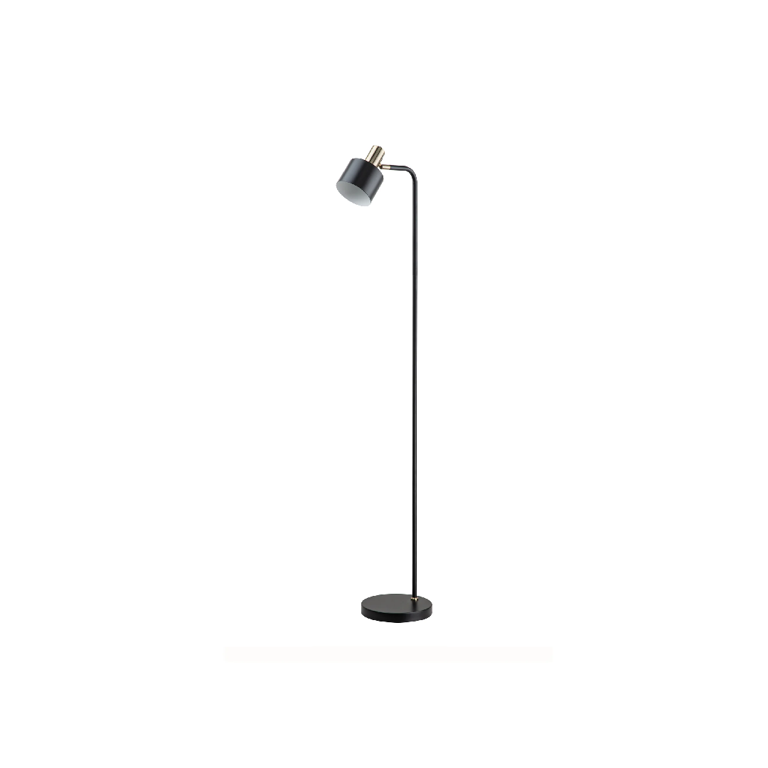FLOTAR: Interior Cylinder Iron Shade with Antique Brass Highlight Floor Lamps