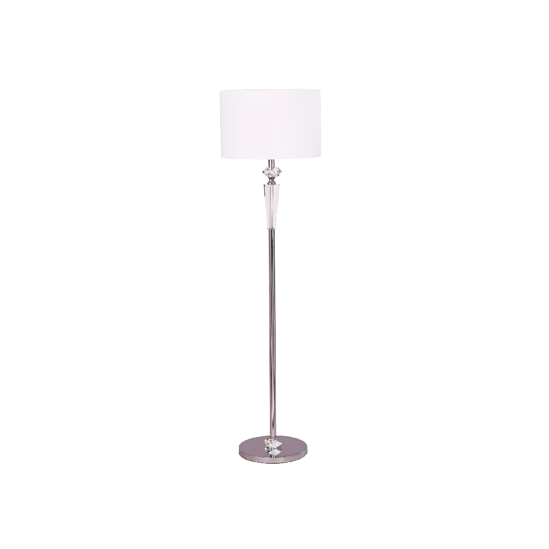 CRISTALLO: Interior Drum Shade Chrome Rod with Crystal Highlight Floor Lamp