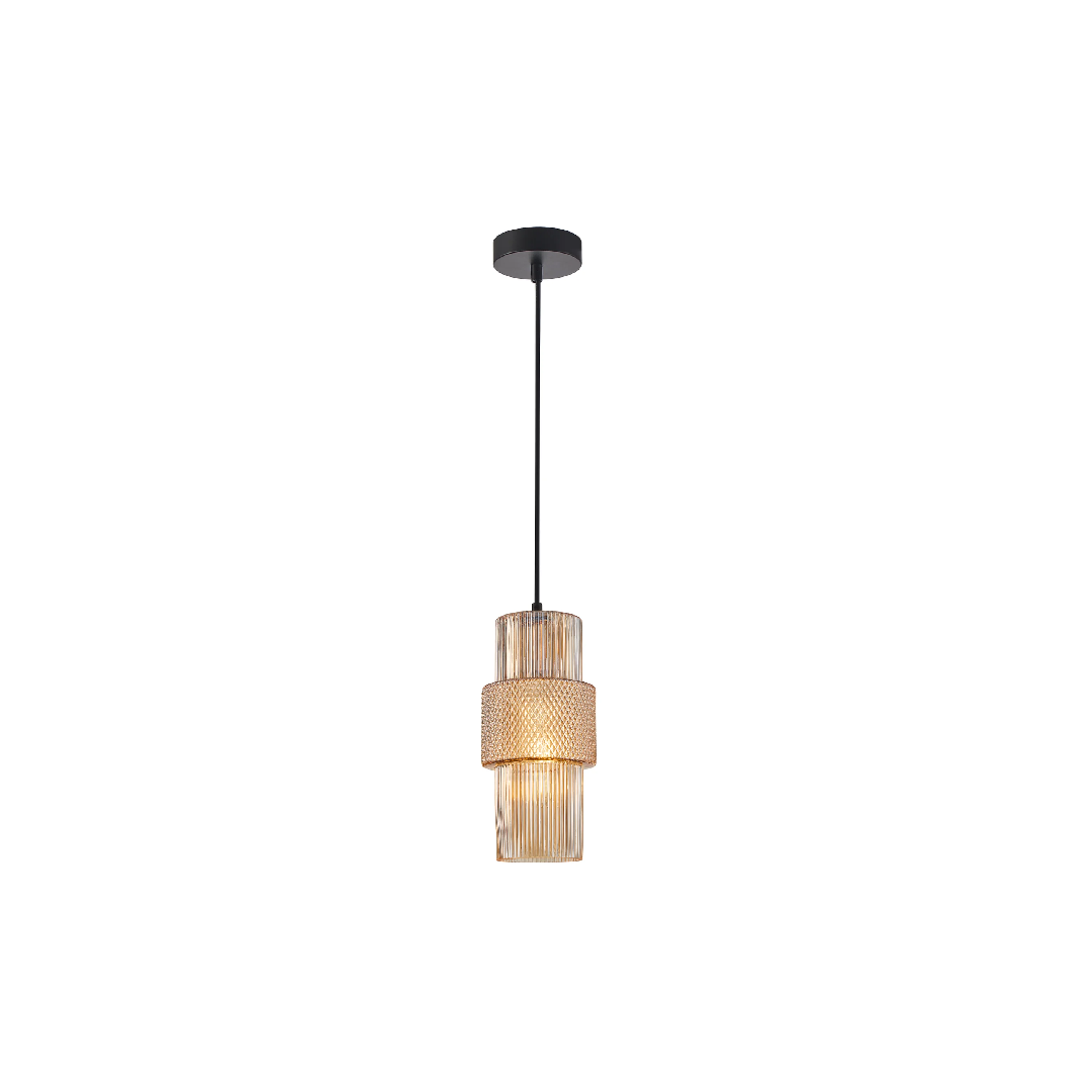 HUECA: Interior Double Cylinder Ribbed with Segment Pendant Lights
