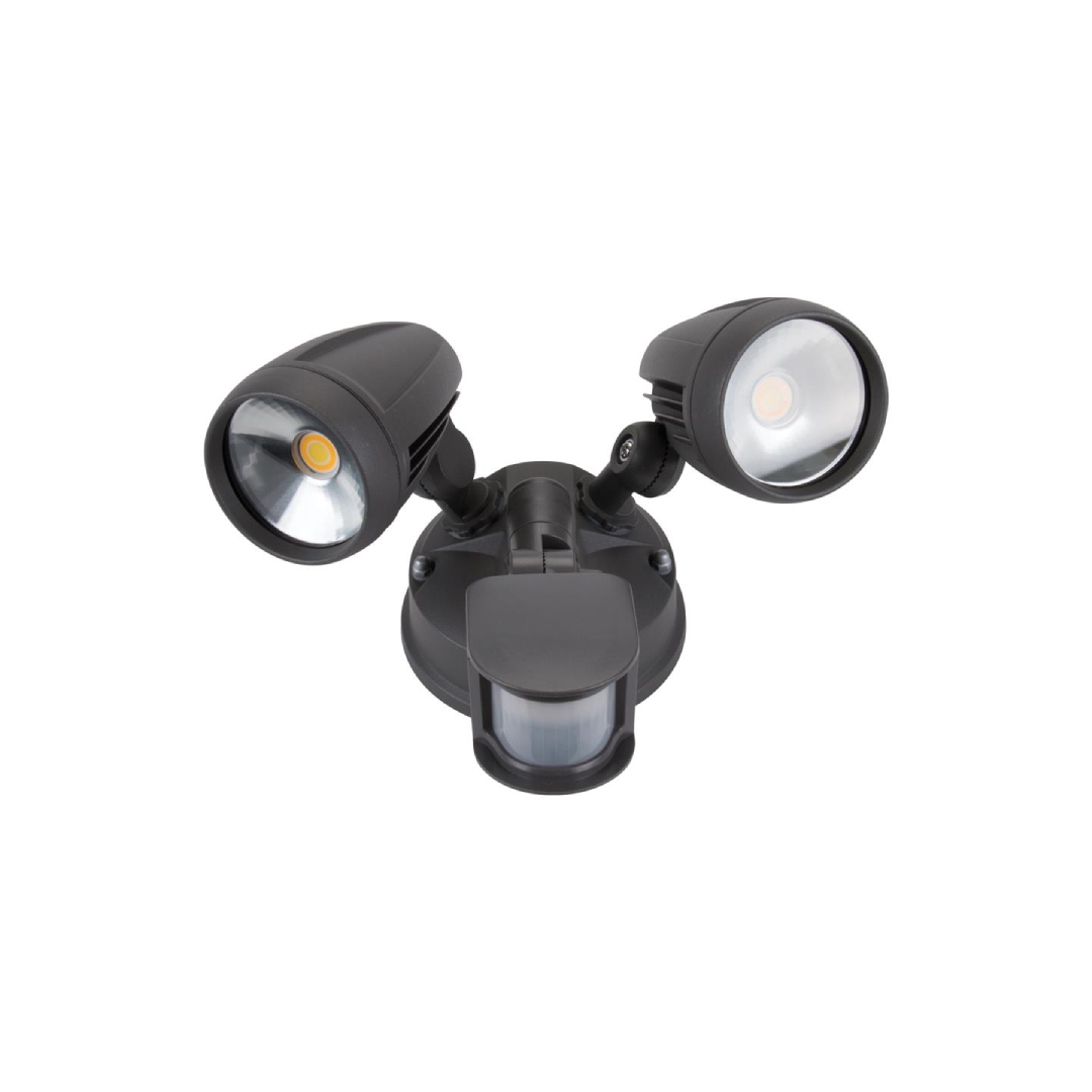 MURO-PRO-30S Twin Head 30W LED Spotlight with Sensor - TRIO Tricolour