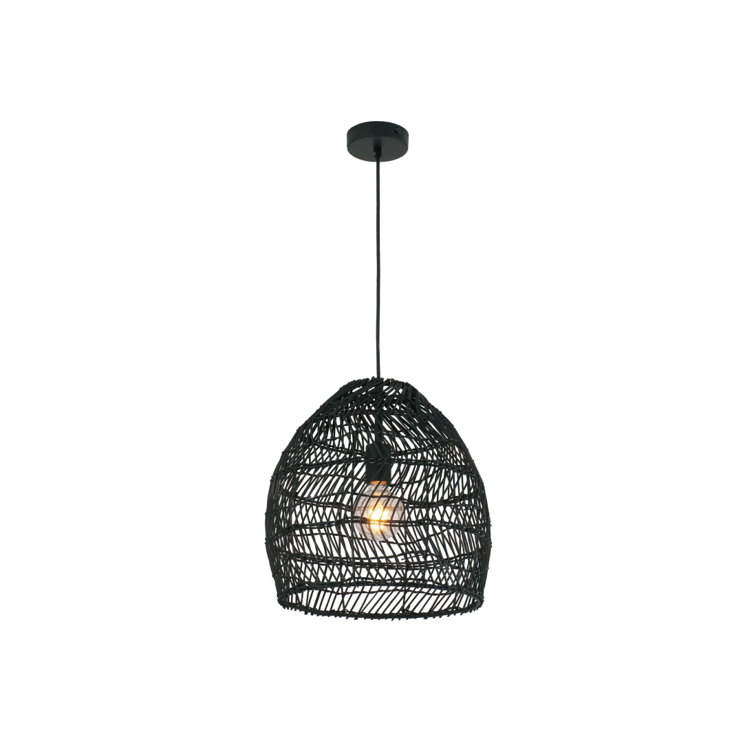 COUP: Bohemian Interior Rattan Matte Black Ellipse Pendant Light