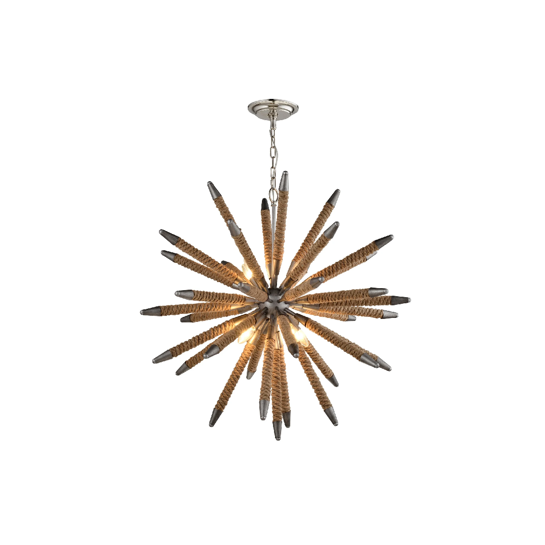 MAZZA: Medieval Style Natural Rope 8 light Pendant Light