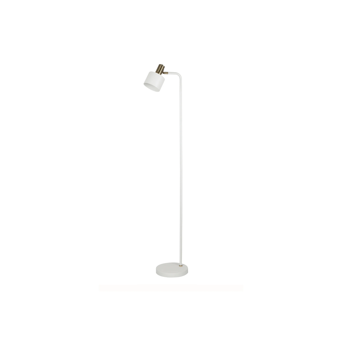 FLOTAR: Interior Cylinder Iron Shade with Antique Brass Highlight Floor Lamps