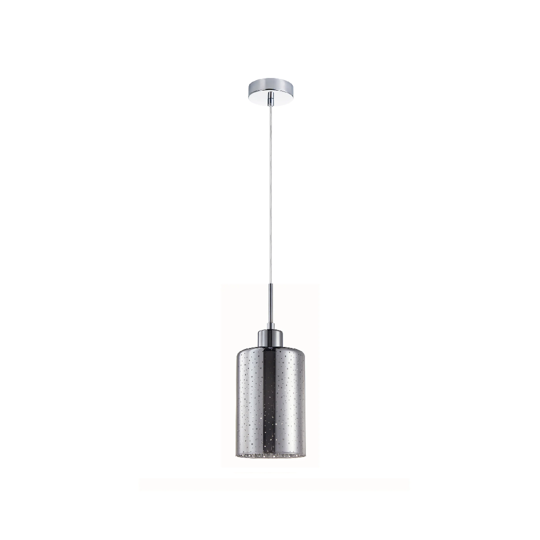 ESPEJO3: Interior Iron & Chrome Oblong Glass with Dotted Effect Pendant Lights