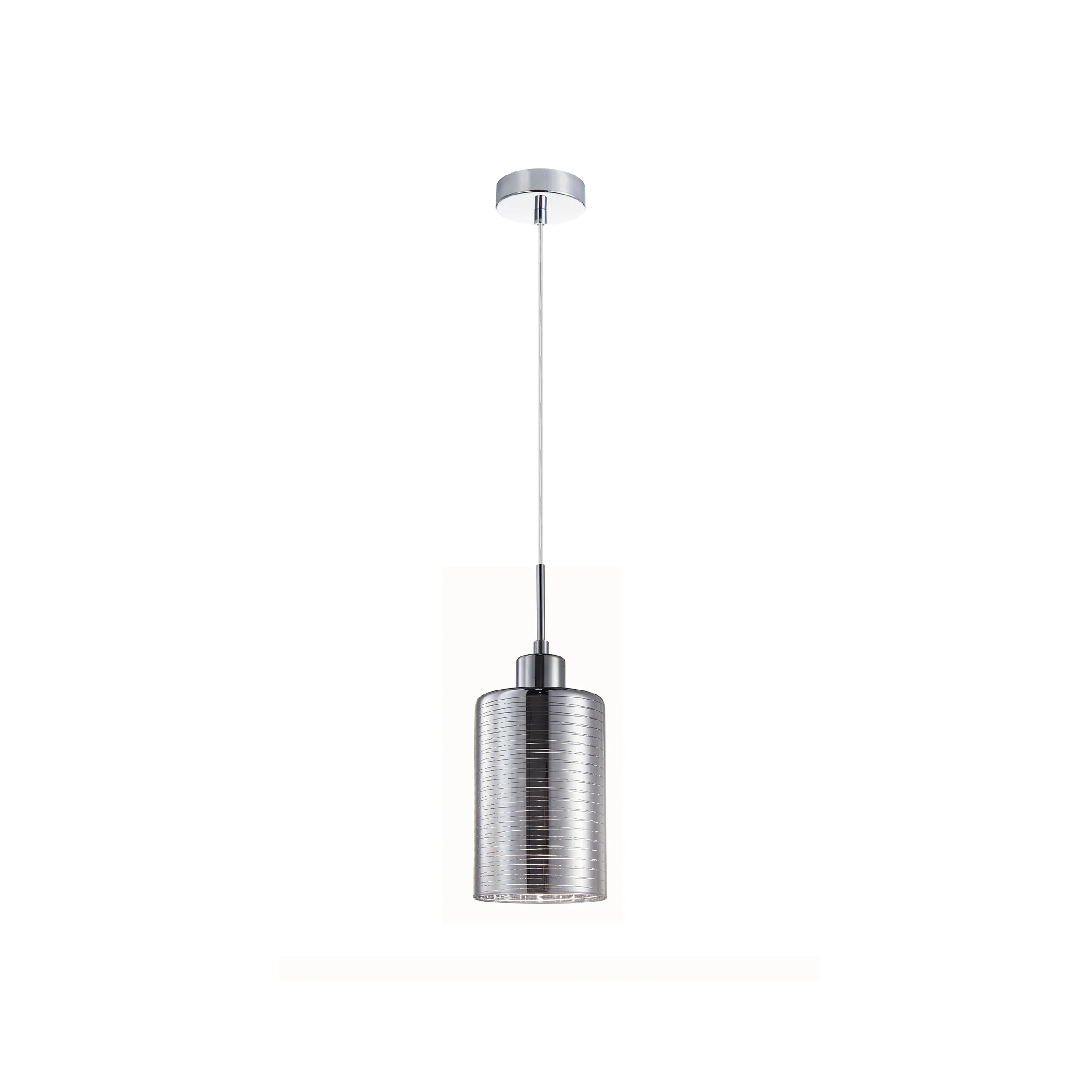 ESPEJO1: Interior Iron & Chrome Oblong Glass with Line Effect Pendant Lights