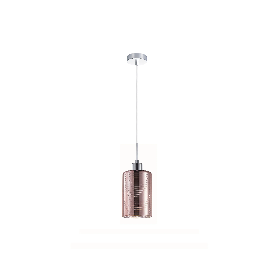ESPEJO2: Interior Iron & Rose Gold Oblong Glass with Line Effect Pendant Lights