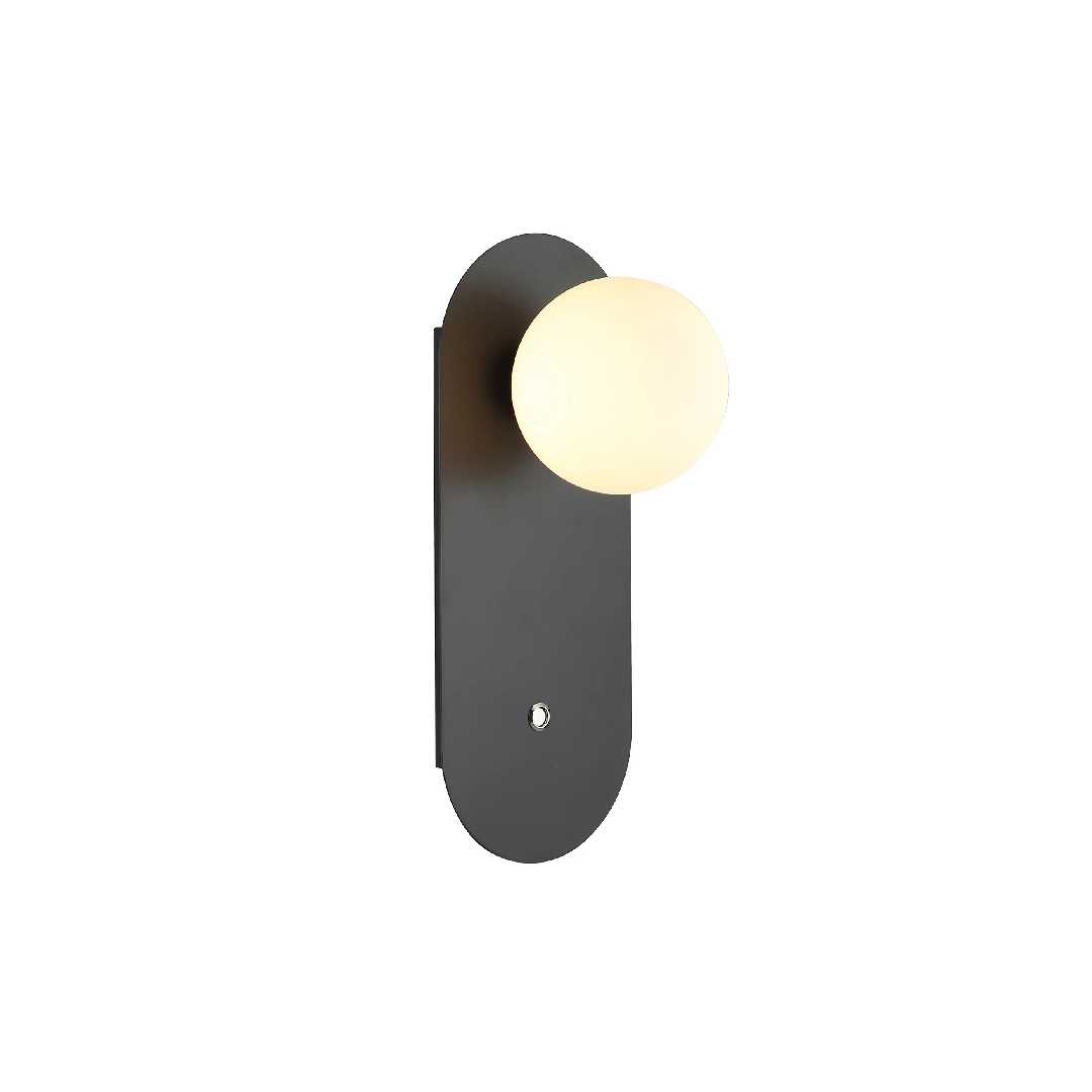 OVALIS: Interior Round Opal Diffuser Oblong Base with Switch Wall Lights