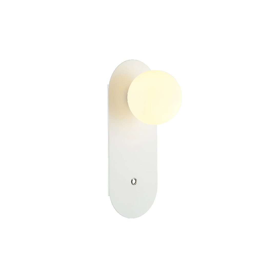 OVALIS: Interior Round Opal Diffuser Oblong Base with Switch Wall Lights