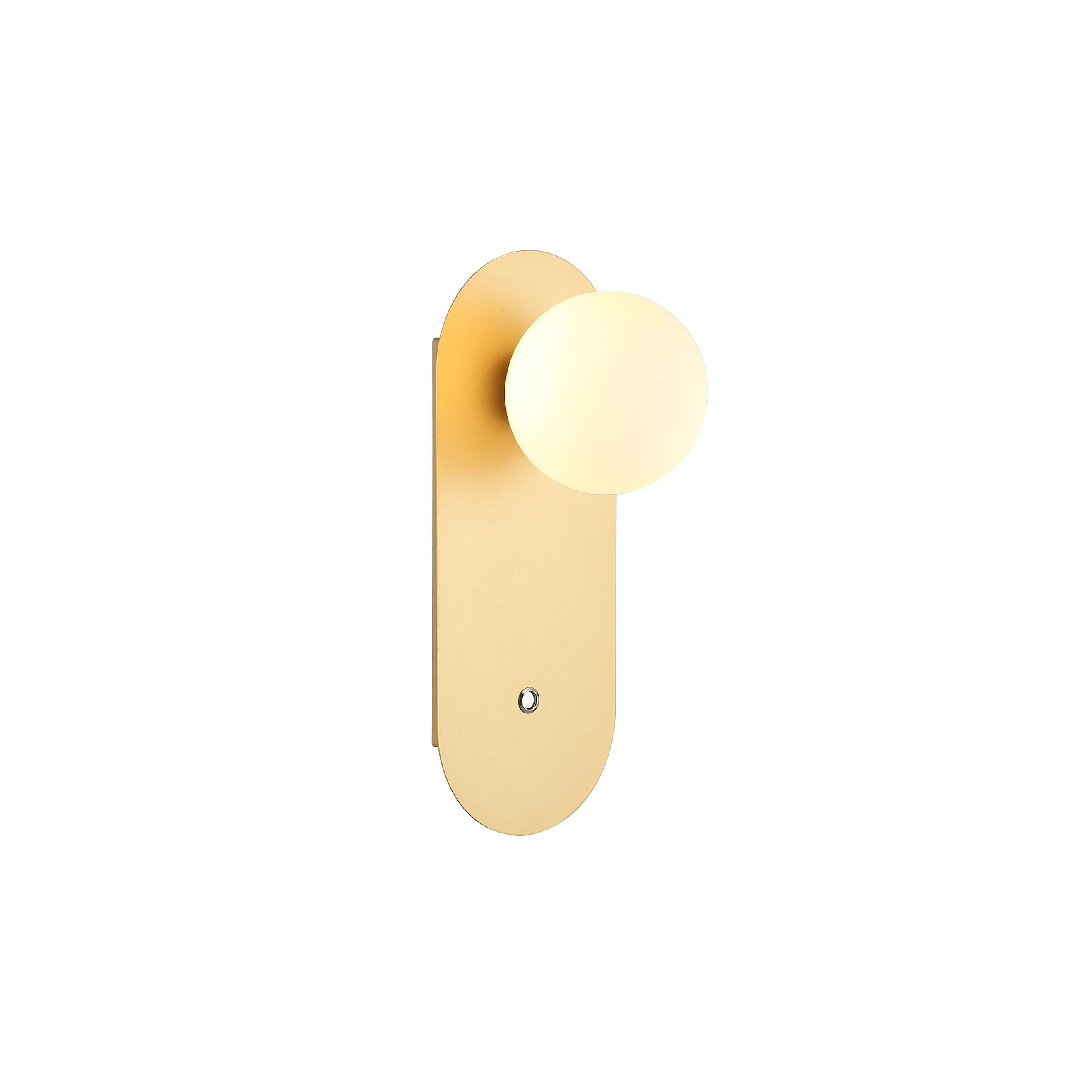 OVALIS: Interior Round Opal Diffuser Oblong Base with Switch Wall Lights