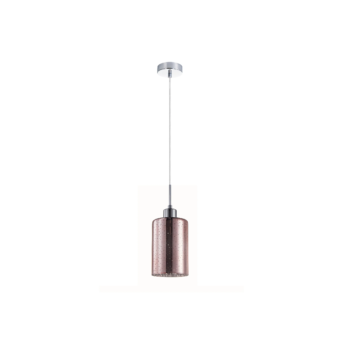 ESPEJO4: Interior Iron & Rose Gold Oblong Glass with Dotted Effect Pendant Lights