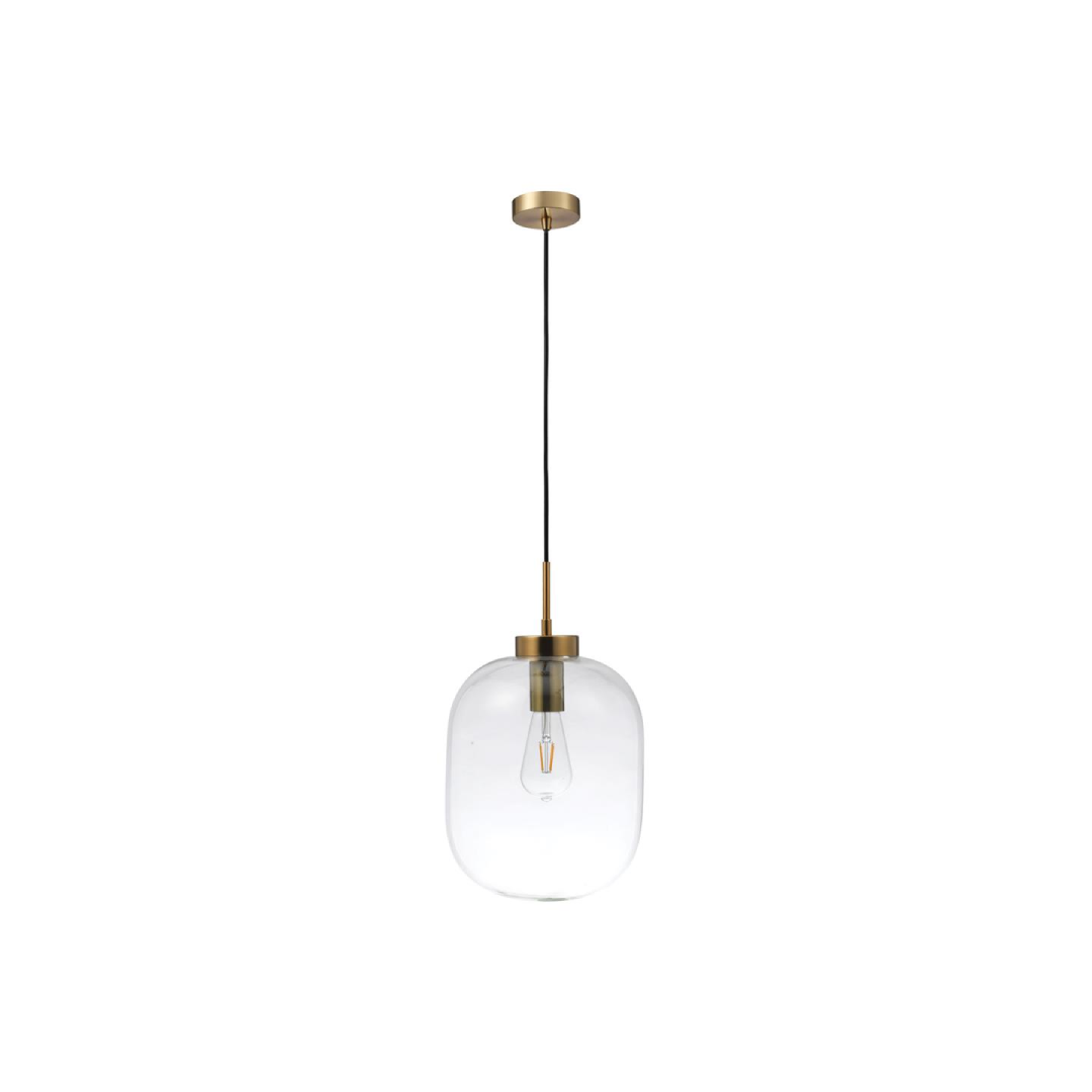 FLAUNT GLASS PENDANT 240V E27 SATIN BRASS