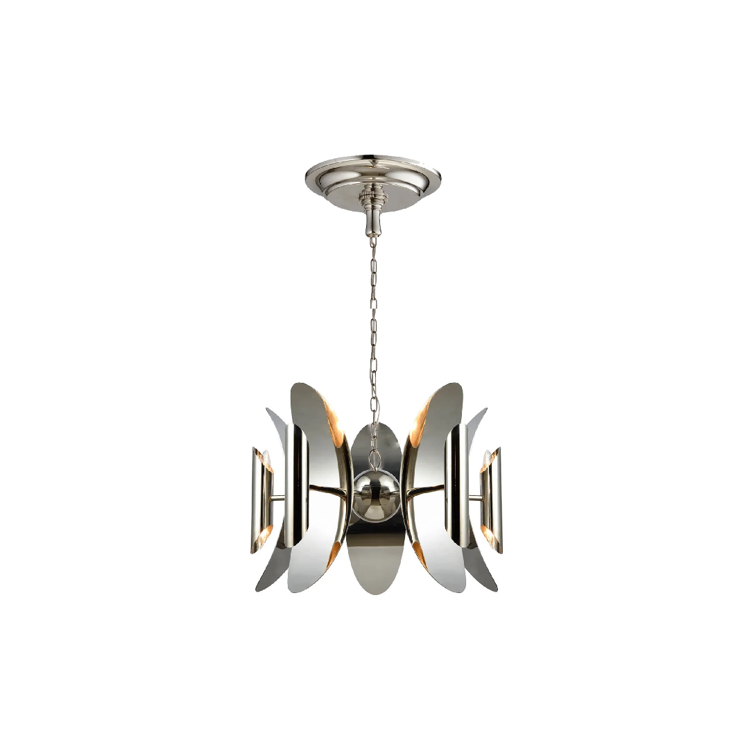 STRATO: Abstract Polished Nickel Hardware with Stainless Steel Pendant Light