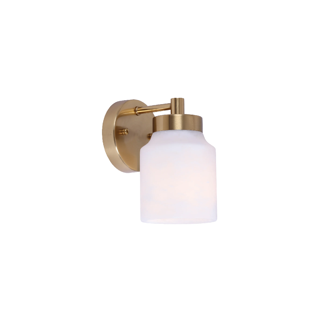 TUFO: Interior White Jar Alabaster with Brass Highlight Wall Light