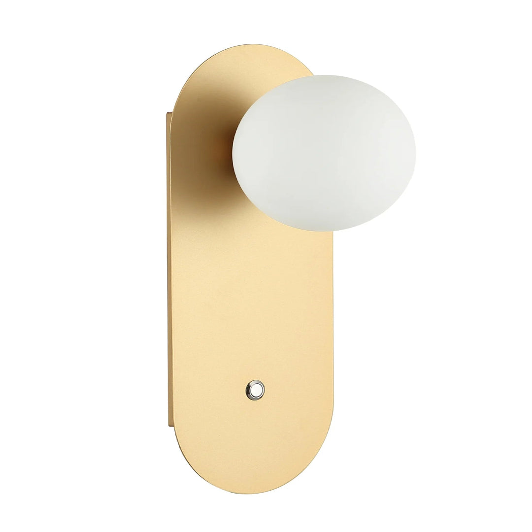 OVALIS: Interior Round Opal Diffuser Oblong Base with Switch Wall Lights