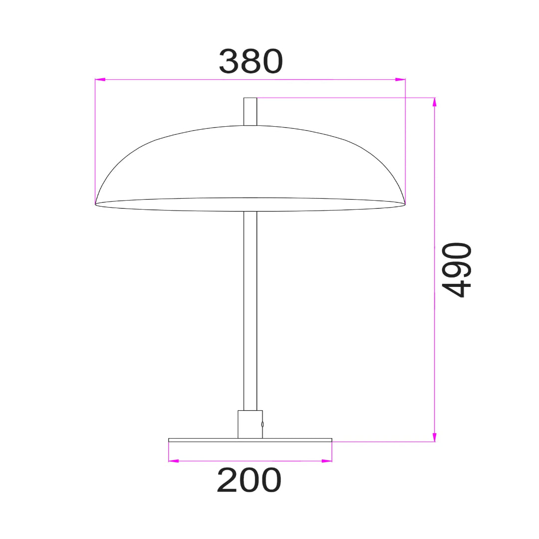 PARAGUAS: Interior Black Dome Shade with Brass Rod Table Lamp