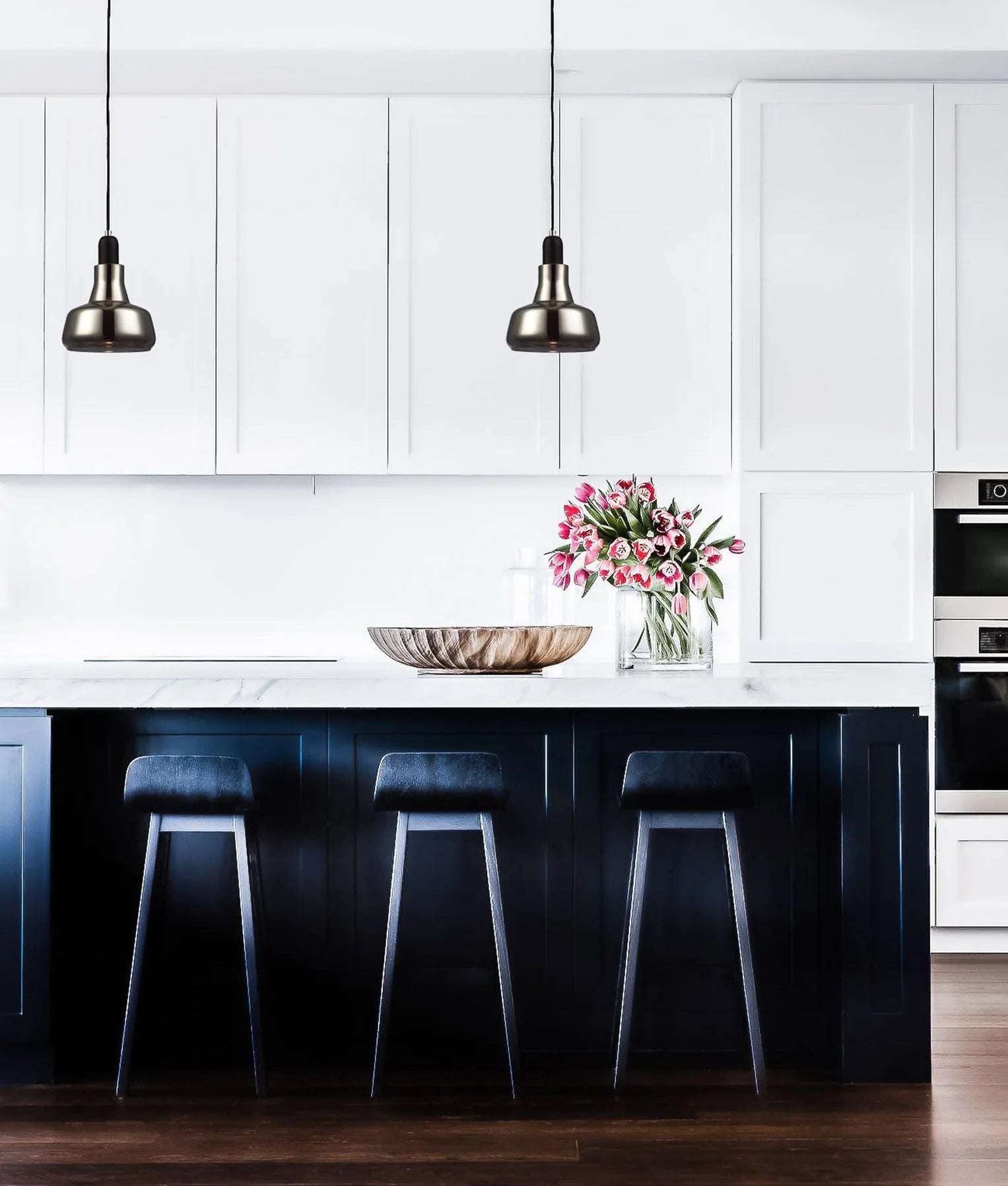 PENOLA: GU10 Smokey Black Glass Dome Pendant Light