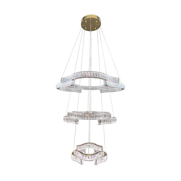 JENGA 3 Tier Crystal Chandelier Tri-Colour LED (Gold)