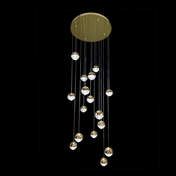 BILLY 16 Light Crystal Chandelier Tri-Colour LED (Gold)
