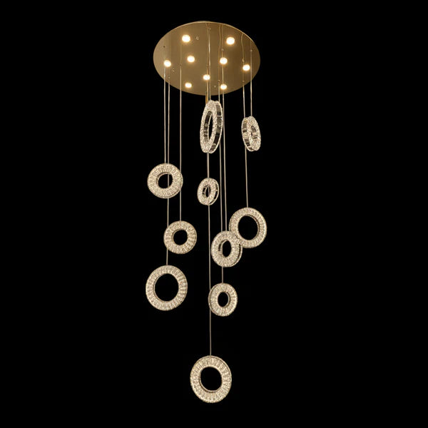 ROBI 10 Ring Crystal Chandelier Tri-Colour LED (Gold)