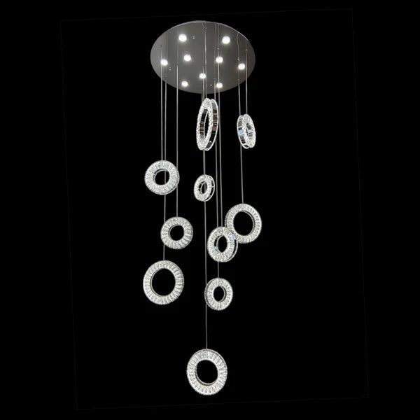 ROBI 10 Ring Crystal Chandelier Tri-Colour LED (Chrome)