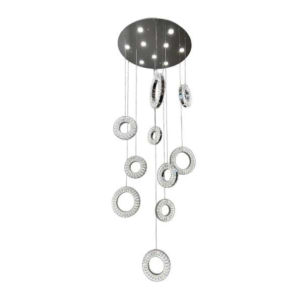 ROBI 10 Ring Crystal Chandelier Tri-Colour LED (Chrome)