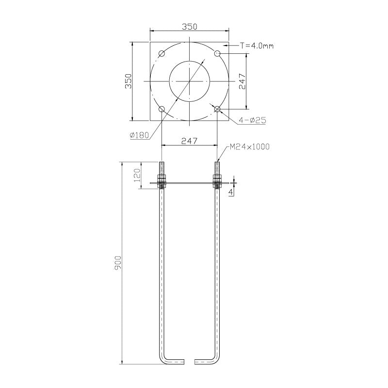 4.0m Octagonal Hinged Light Pole