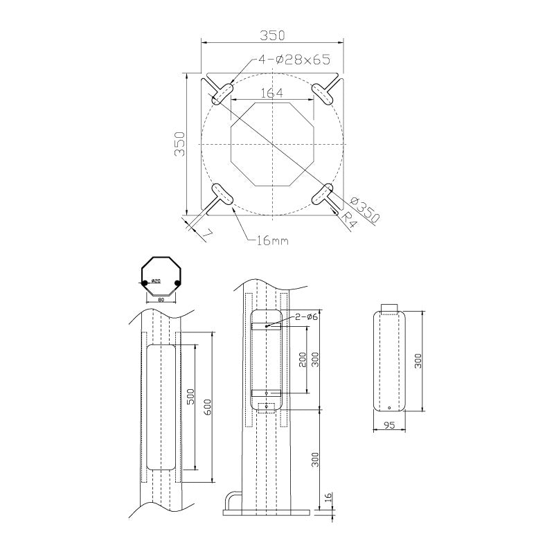 4.0m Octagonal Hinged Light Pole