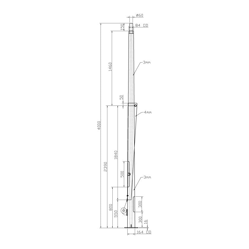 4.0m Octagonal Hinged Light Pole