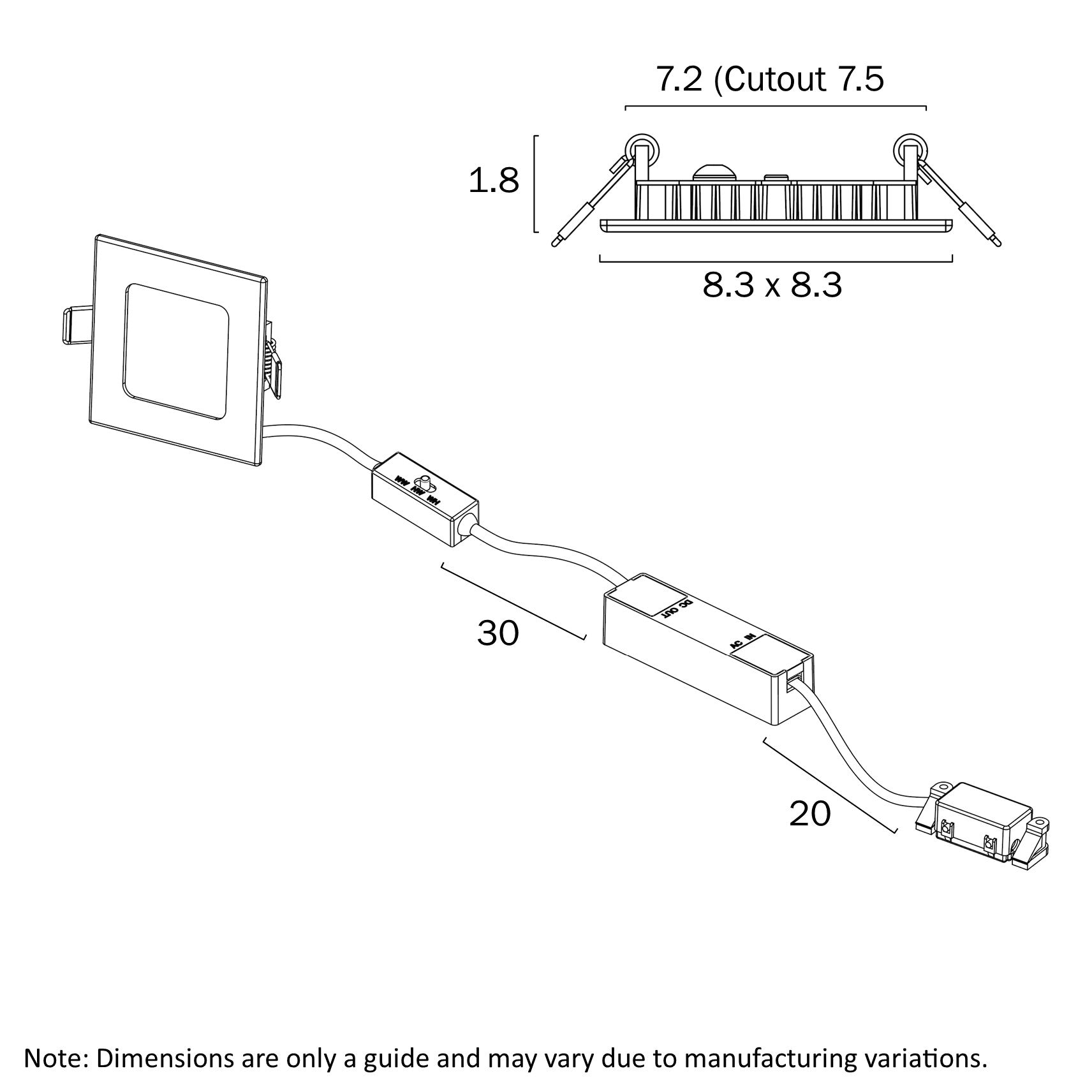 STOW SQUARE STAIR LIGHT 3CCT