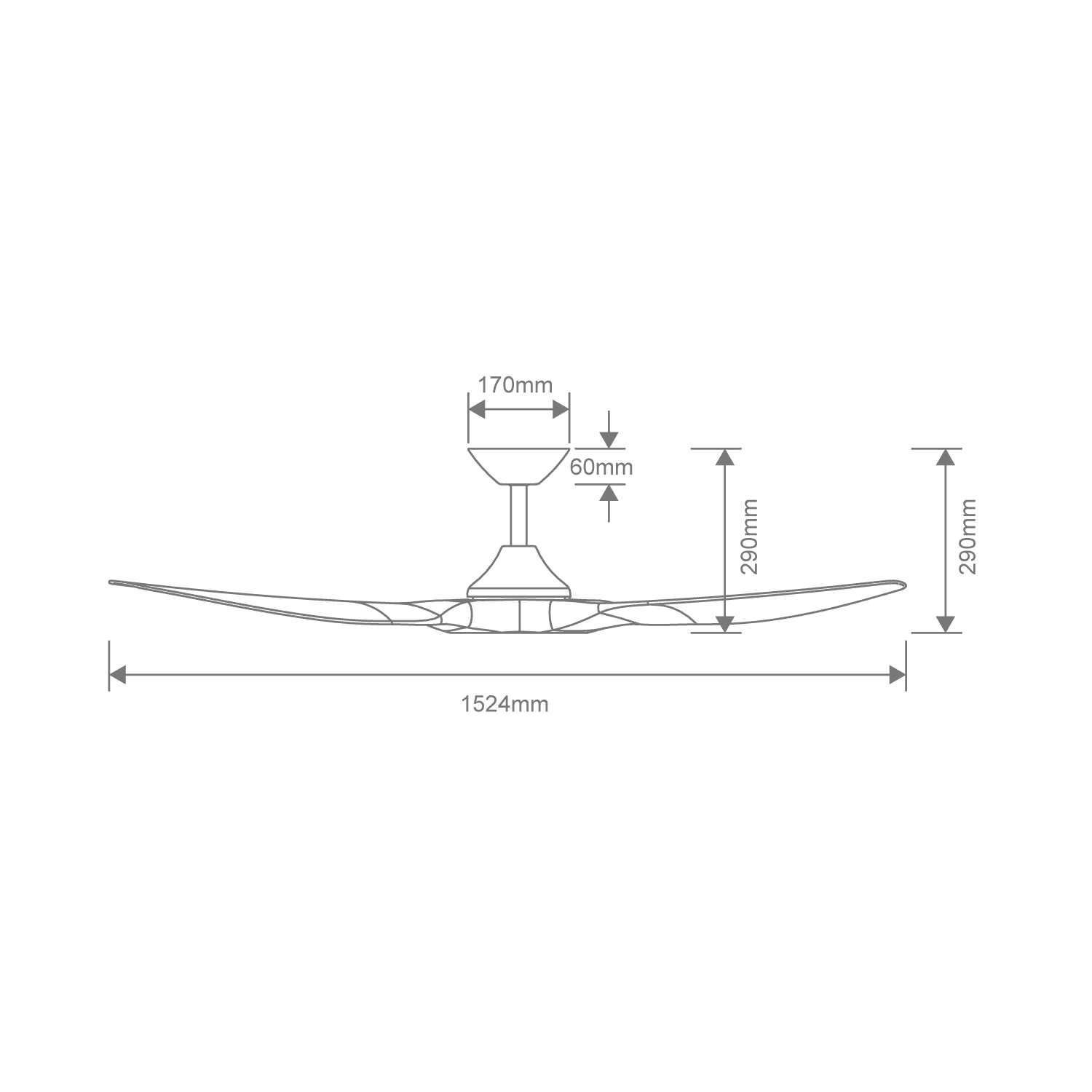 STRIKE 60 INCH DC 3 BLADE CEILING FAN