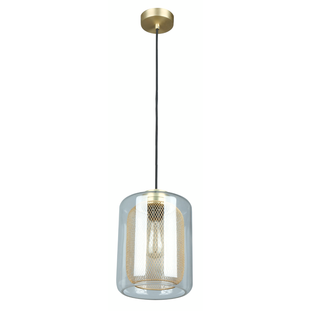 TONO: Mesh Internal & Clear Glass Oblong Pendant Lights