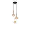 TRATTINO: Interior Bronze Amber / Smokey Black Spherical Glass Multiple Round Base Pendant Lights