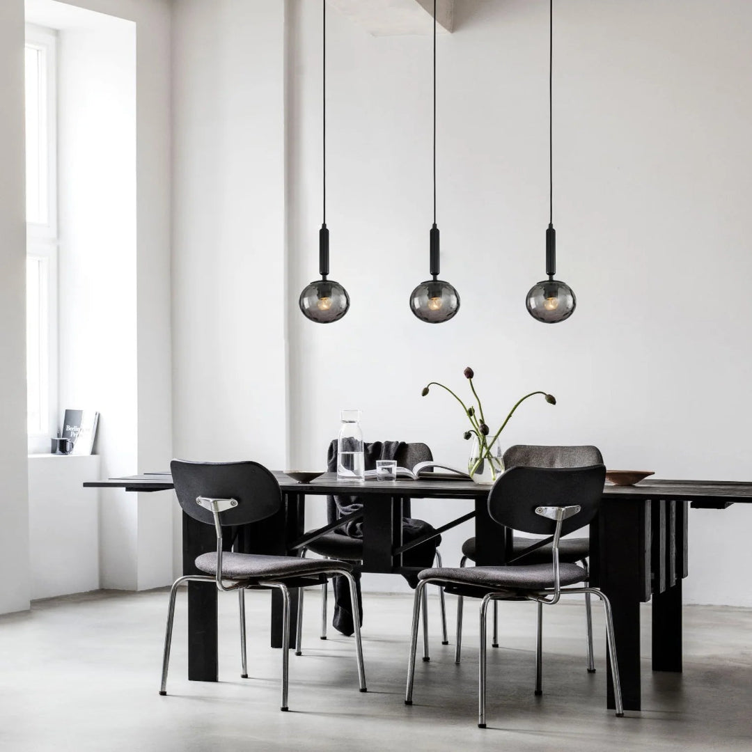 TRATTINO: Interior Bronze Amber / Smokey Black Spherical Glass Pendant Lights