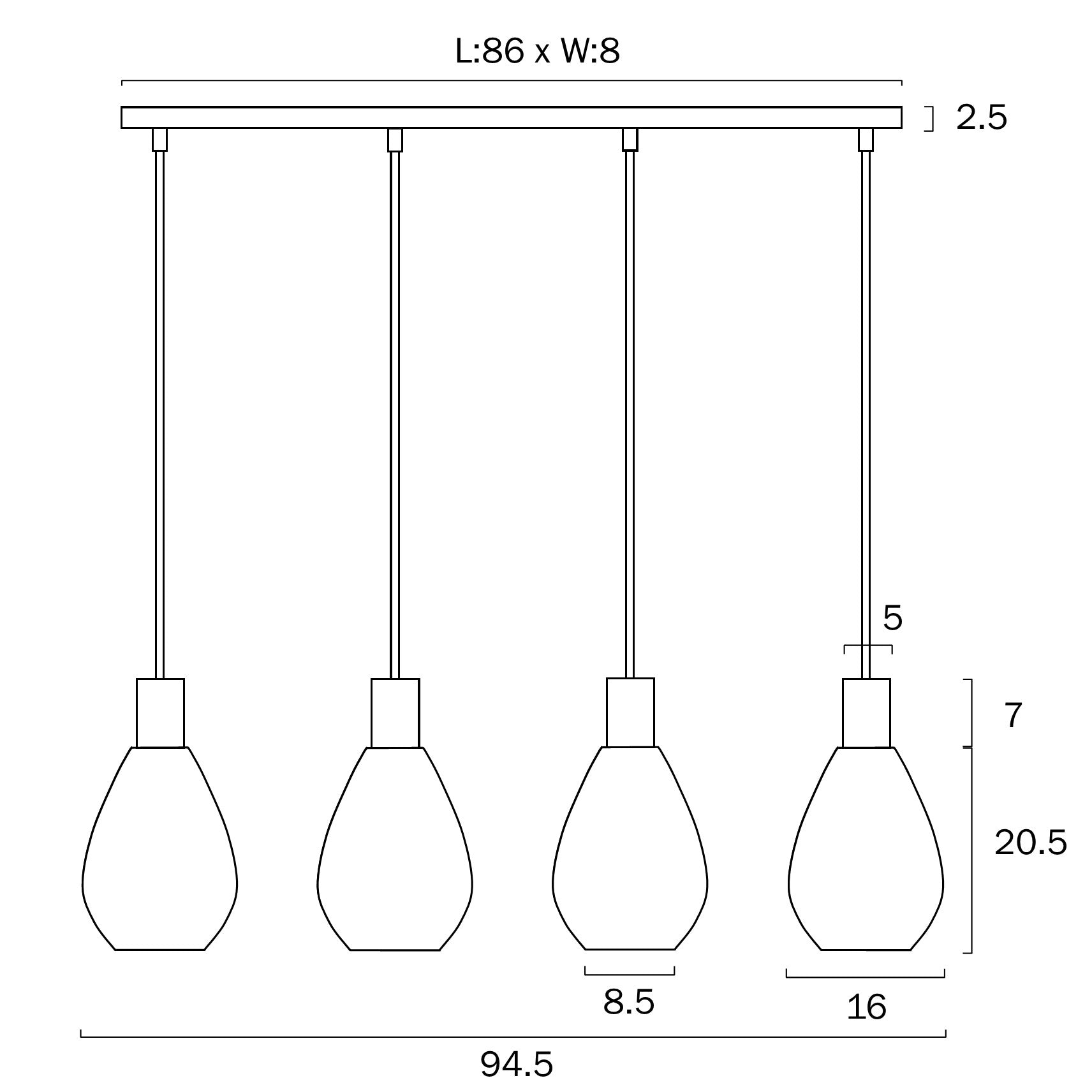 TRESOR 4 LIGHTS PENDANT