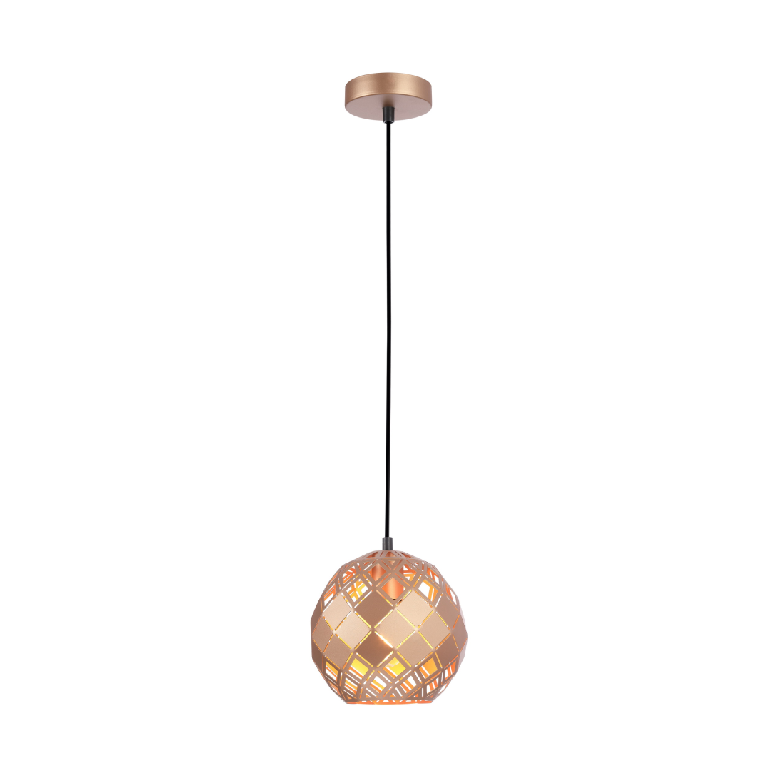 TUILE: Interior Small Embossed Tiled Iron Wine Glass Shape Pendant Lights