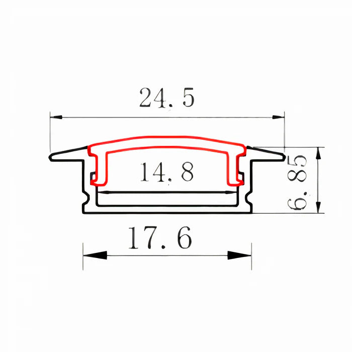 ULEDBAR-AL-02-2M/3M Recessed aluminium extrusion