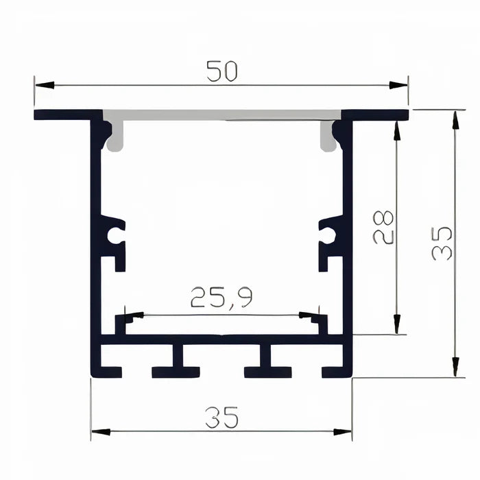 ULEDBAR-AL-05 3M Recessed aluminium extrusion