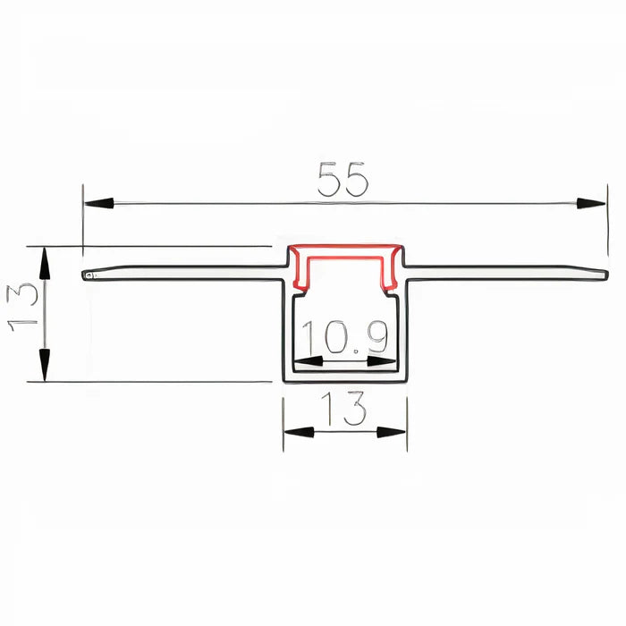 ULEDBAR-AL-08-3M Plaster recessed aluminium extrusion