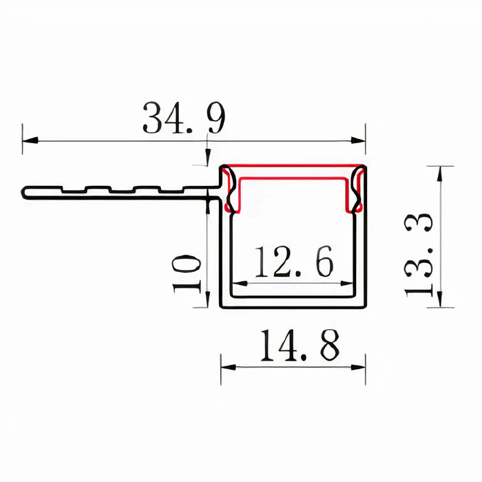 ULEDBAR-AL-11-3M Trimless recessed plaster aluminium extrusion