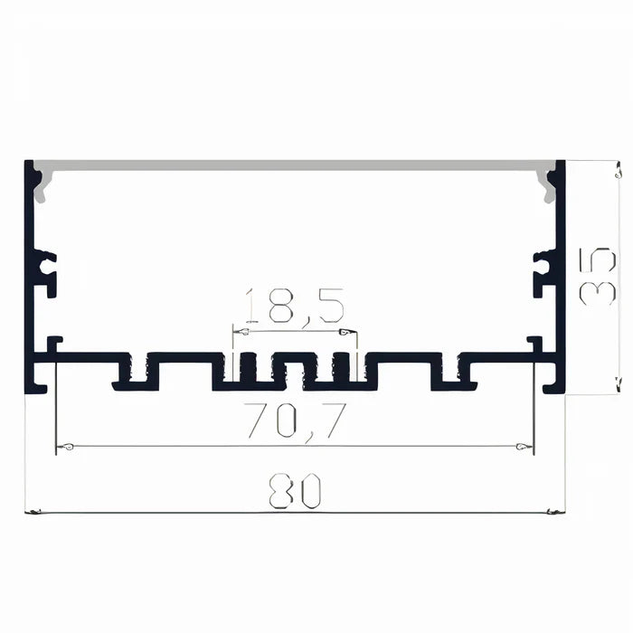ULINEAR-8035-AL/BLK-3M Surface mounted or Suspended black extrusion