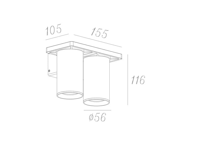UOW-SILO2-DN-WH/BLK SILO-2-DOWN WALL PILLAR EXTERIOR