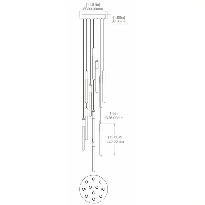 UP-GOCCIA-11-SB-WW/CW GOCCIA 11 Lights Pendant Light
