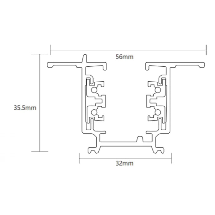 UTRK4W-RS3MTRK-BLK/WH 240V Three Circuit 4 Wire Recessed Track