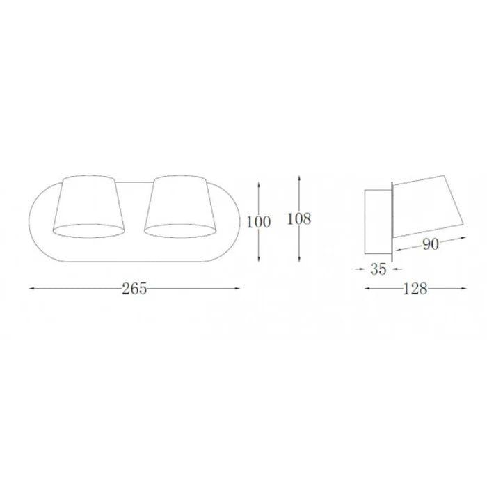 UWLYARRA2WH/BLK-WW Yarra LED Interior Duo Wall Light with Switch
