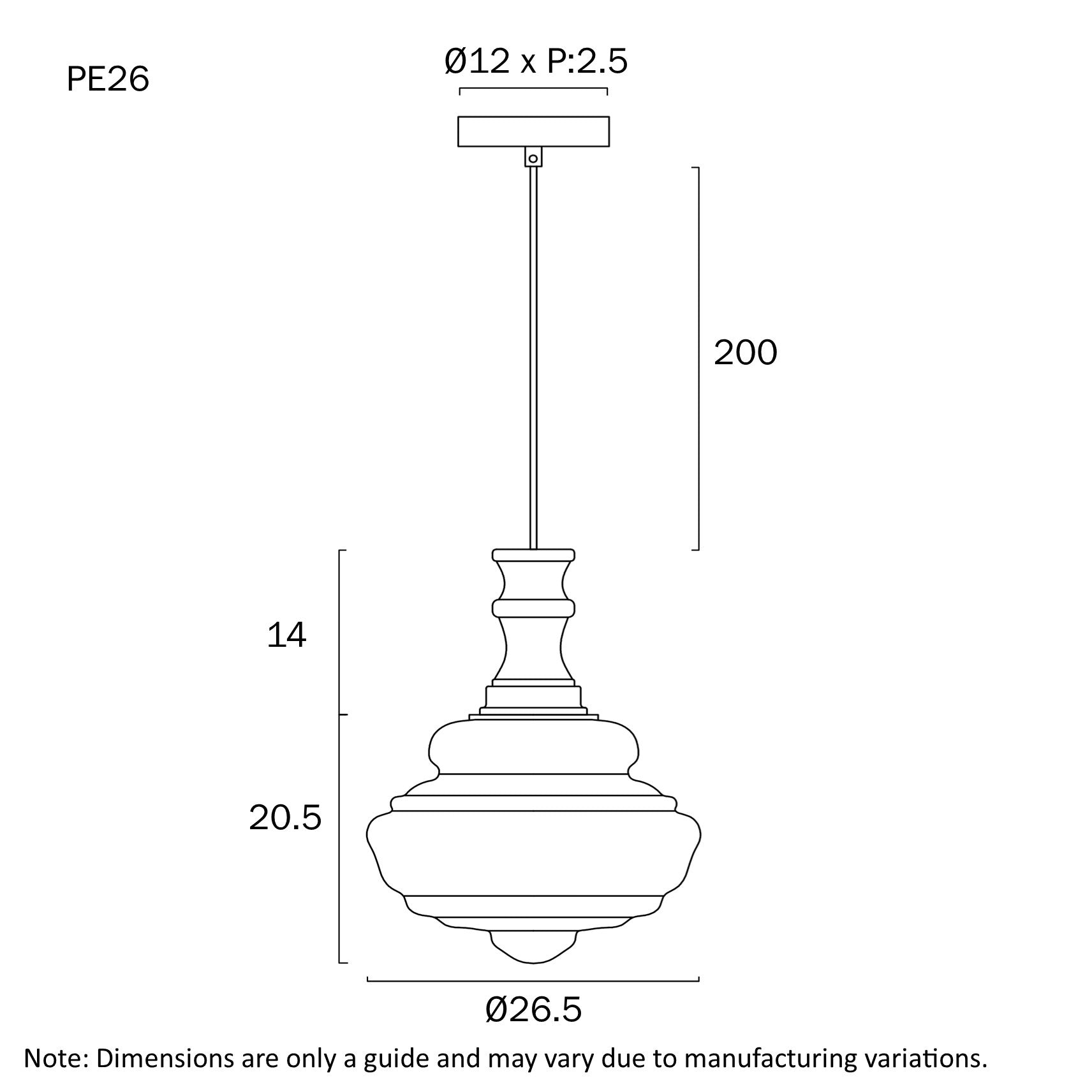 VERDUN 26CM PENDANT LIGHT