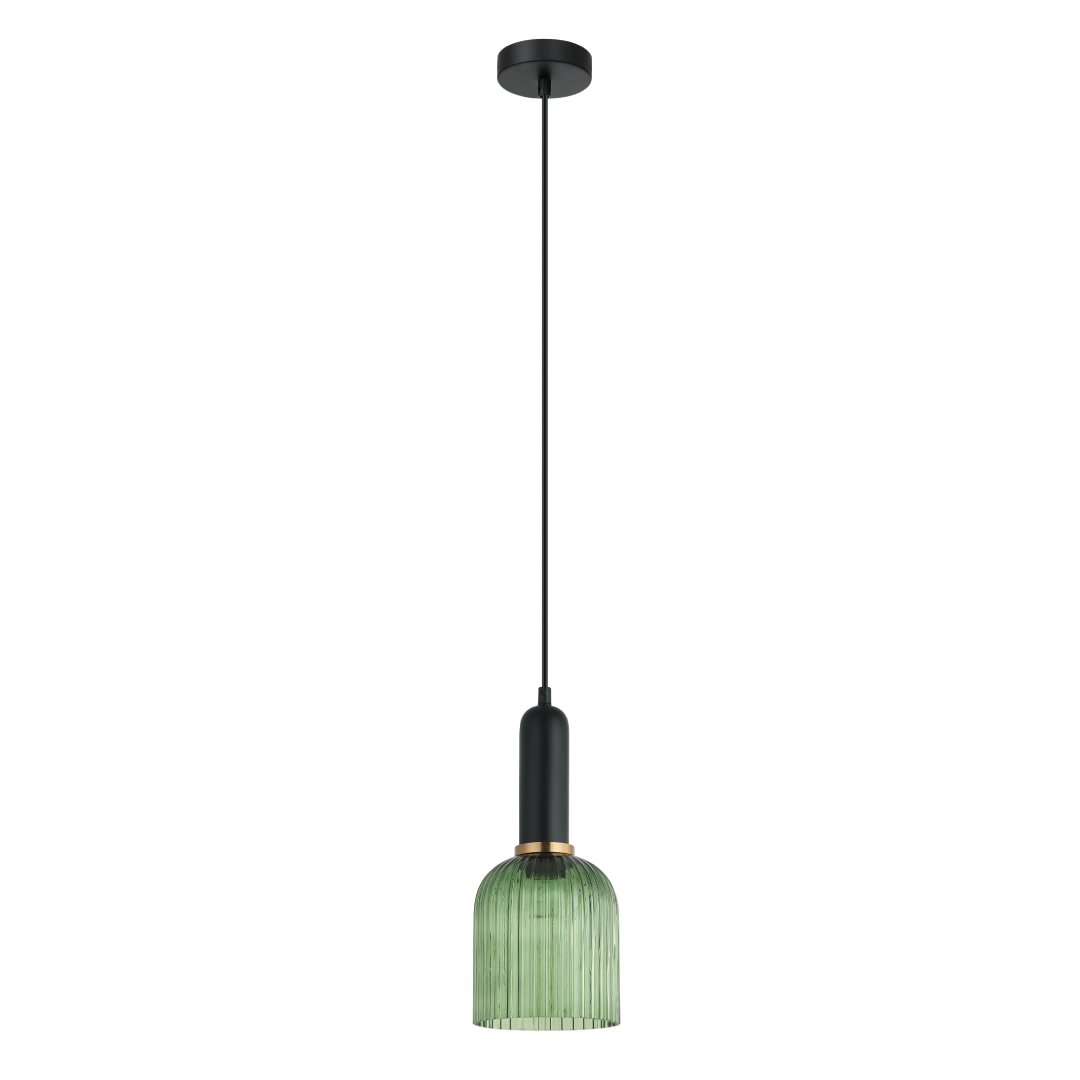 VINTAJ: Retro Interior Ellipse Shape Ribbed Glass Pendant Lights