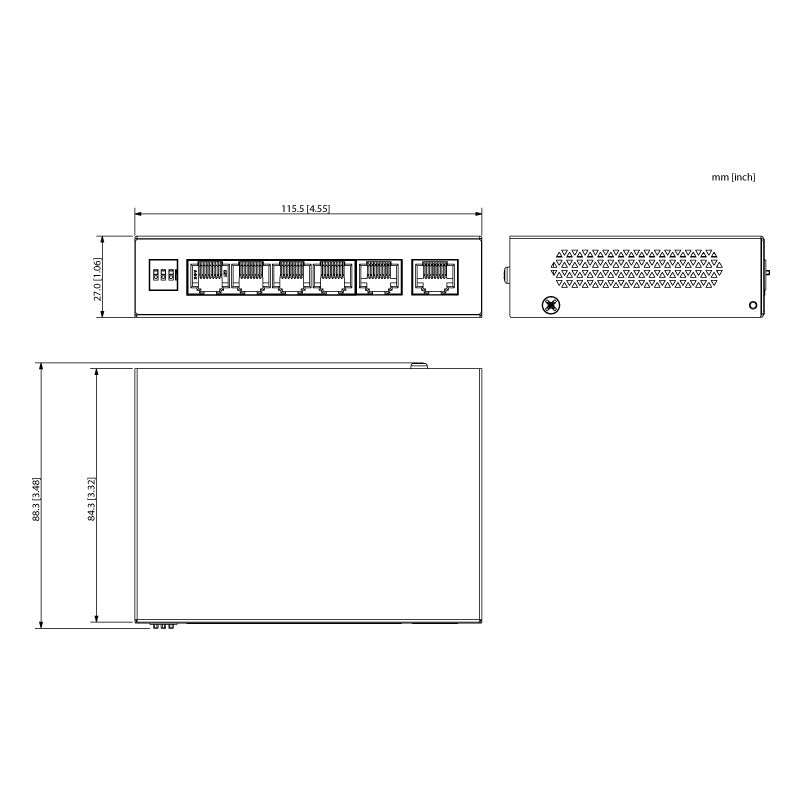 VIP Vision Unmanaged 4-Port (100M) Hi-PoE Switch with 2-Port Uplink (1000M)